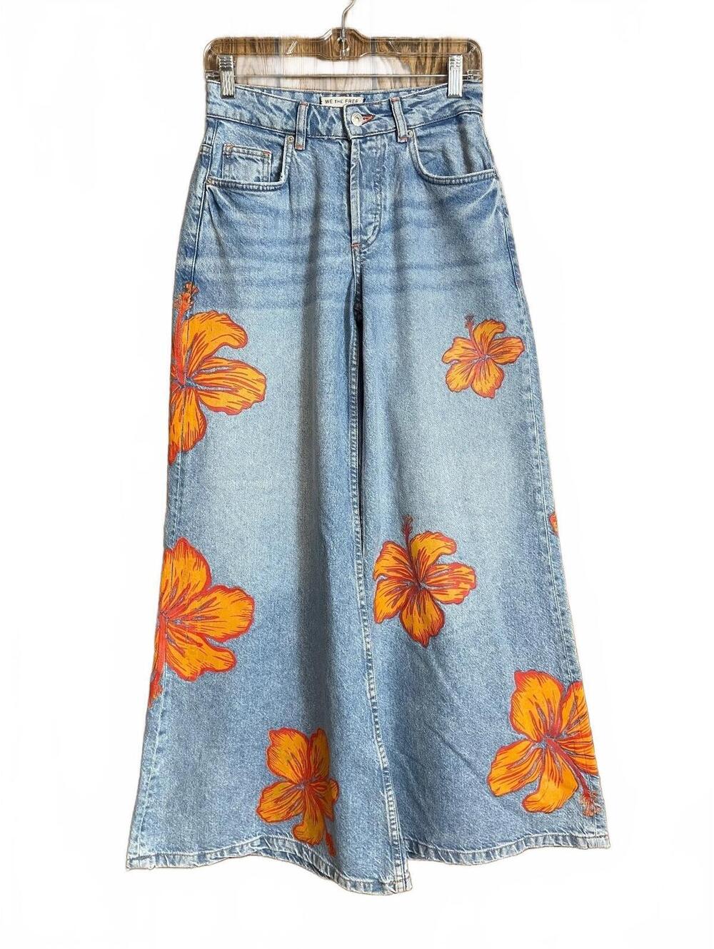 We the Free Palisades wide leg jeans with floral graphics 25